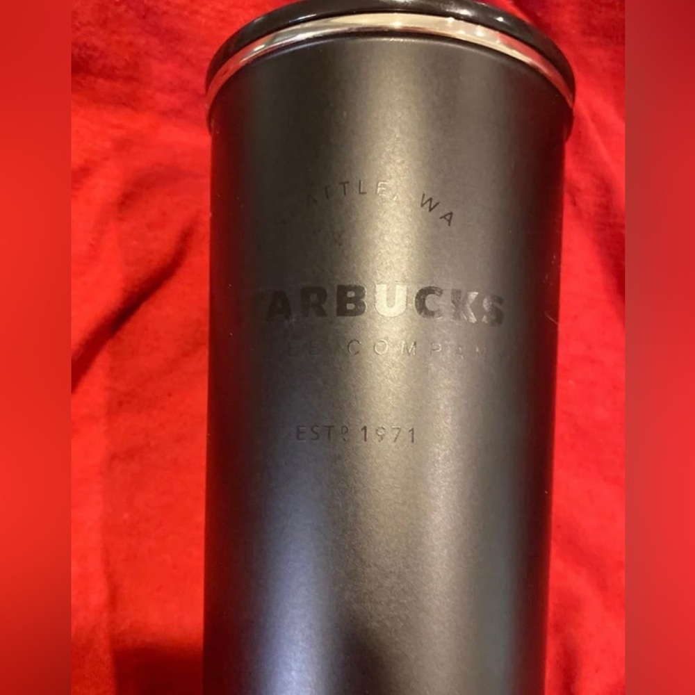 Starbucks travel cup black matte stainless steel 16 ounce
